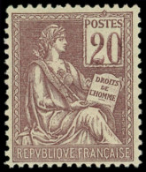 ** EMISSIONS DU XXe SIECLE - 113   Mouchon, 20c. Brun-lilas, Très Bien Centré, TB - Unused Stamps