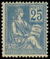 ** EMISSIONS DU XXe SIECLE - 118   Mouchon, 25c. Bleu, T II, Bon Centrage, TTB - Unused Stamps