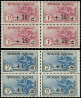 ** EMISSIONS DU XXe SIECLE - 168a Et 169a, +25c. S. 1f. + 1f. Et +1f. S. 5f. + 5f., BLOCS De 4 Impression Fine, TTB - Unused Stamps