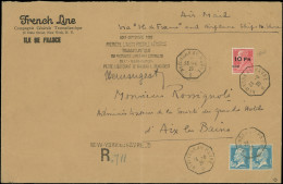 Let POSTE AERIENNE - 3   10Fr. Sur 90c. Rouge, Berthelot ILE De FRANCE, Obl. Càd Octog. NEW-YORK Au HAVRE 23/8/28 Avec P - 1927-1959 Briefe & Dokumente