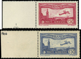 ** POSTE AERIENNE - 5 Et 6a, Vue De Marseille, 1f.50 Carmin Et 1f.50 Outremer, TB - 1927-1959 Neufs