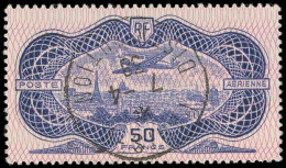 POSTE AERIENNE - 15b 50f. Burelage Renversé, Obl., TB - 1927-1959 Used