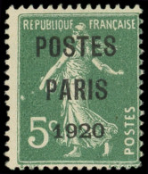 (*) PREOBLITERES - 24   5c. Vert, POSTES PARIS 1920, TB. J - 1893-1947