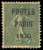 (*) PREOBLITERES - 25  15c. Vert-olive, POSTES PARIS 1920, TB. C - 1893-1947