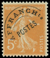 ** PREOBLITERES - 50  Semeuse Camée,  5c. Orange, TB - 1893-1947