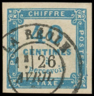 TAXE - 7   40c. Bleu, Obl. Càd T17 LA REOLE 26/4/( ), TTB - 1859-1959 Gebraucht