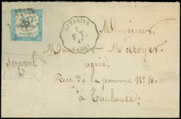 Let TAXE - 7   40c. Bleu, Obl. GC 3982 De Toulouse S. Env., Convoyeur AUTERIVE F.T., 1873, TB - 1859-1959 Covers & Documents