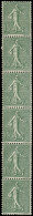 * ROULETTES - 3   Semeuse Lignée, 15c. Vert Gris, BANDE De 6, 1 T. *, TB - Coil Stamps