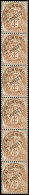 * ROULETTES - 42  Blanc, 4c. Préo, BANDE De 6, 1 T. *, 1 Autre Point Noir, Dents Rognées à G. De Manière Normale, TB - Coil Stamps