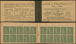 CARNETS (N° Yvert) - 130-C5    Semeuse Lignée, 15c. Vert-olive, N°130d, T V, Taxes Révisées 12/8/19, Fraîcheur Postale, - Other & Unclassified