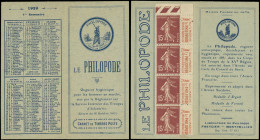 CARNETS (N° Yvert) - 189-CP1   Semeuse Camée, 15c. Brun-lilas, N°189, T I, LE PHILOPODE, 1er Semestre, TB - Andere & Zonder Classificatie