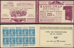 CARNETS (N° Yvert) - 192-C2    Semeuse Camée, 30c. Bleu, N°192b, T IIB, S. 102, RADIO-SNAP, TB - Autres & Non Classés