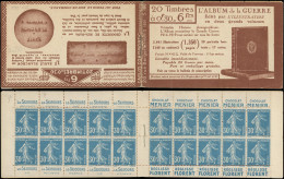 CARNETS (N° Yvert) - 192-C5    Semeuse Camée, 30c. Bleu, N°192b, T IIB, S. 100, ALBUM De La GUERRE, TB - Sonstige & Ohne Zuordnung