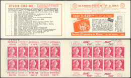 CARNETS (N° Yvert) - 1011-C12   Muller, 15f. Rose, N°1011a, S. 1-56, HORLOGERIE DU DOUBS, Daté 3/2/56, TB - Autres & Non Classés