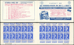 CARNETS (N° Yvert) - 1011B-C23  Muller, 20f. Bleu, N°1011Bb, T I, S. 7-57, HORLOGERIE DU DOUBS, Daté 26/7/57, TB - Autres & Non Classés