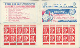 CARNETS (N° Yvert) - 1011C-C2   Muller, 25f. Rouge, N°1011Ca, T I, S. 4-59, HORLOGERIE DU DOUBS, TB - Other & Unclassified