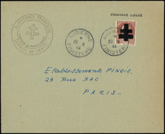 Let LA  LIBERATION - AUDIERNE 12 : 1f50 Brun-rouge T II Obl. 20/9/44 S. Env. Avec Cachet Croix De Lorraine Canton De Pon - Liberazione