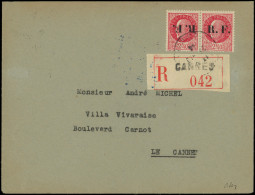 Let LA  LIBERATION - CANNES 22 : 2f40 Rose, PAIRE, Surch. TETE-BECHE Obl. 25/10/44 S. Env. Rec., Arr. LE CANNET, TB - Liberation