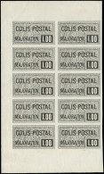 (*) COLIS POSTAUX  (N° Et Cote Maury) - 22   1,00 Noir, Tirage Spécial Sans Gomme, BLOC De 10 Avec Bords, TB - Mint/Hinged