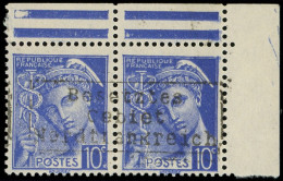 ** Spécialités Diverses - GUERRE COUDEKERQUE Poste N°407 : Mercure 10c. Outremer, PAIRE Surch. COUDEKERQUE, Cdf, TB, Cer - Guerre (timbres De)