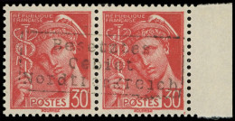 ** Spécialités Diverses - GUERRE COUDEKERQUE Poste N°412 : Mercure 30c. Rouge, PAIRE Surch. COUDEKERQUE, Bdf, TB, Certif - Guerre (timbres De)