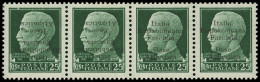 * Spécialités Diverses - BASE NAVALE ITALIENNE 9 : 25c. Vert, BANDE De 4, 2 Ex. Surch. RENVERSEE, Un Ex. **, TB, Cote Et - War Stamps