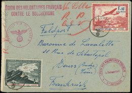 Let Spécialités Diverses - L.V.F. 2/3 Obl. FELDPOST 10/2/43 S. Env., Cachet Dienststelle F.P. Nr 03865A, Cachet LVF/1° B - Francobolli Di Guerra