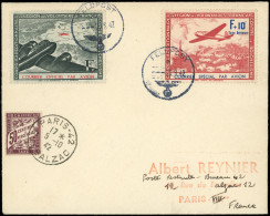 Let Spécialités Diverses - L.V.F. 2/3 Obl. FELDPOST 25/9/42 S. Env. Taxée à L'arrivée Avec N°37 Obl. PARIS-42 5/10/42, A - War Stamps