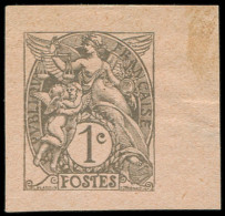 VARIETES - 107   Blanc,  1c. Gris, Petite épreuve Papier Rose, TB - Used Stamps