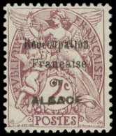 * VARIETES - 108   Blanc,  2c. Brun-lilas, Surchargé Réoccupation Française En ALSACE, TB, Cote Maury - Ungebraucht