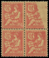 ** VARIETES - 124b  Mouchon Retouché, 10c. Rose, Impression RECTO-VERSO, Dont 1 Partielle, TTB - Unused Stamps