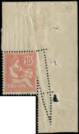 ** VARIETES - 125   Mouchon Retouché, 15c. Vermillon, Cdf, Piquage OBLIQUE, TB - Unused Stamps