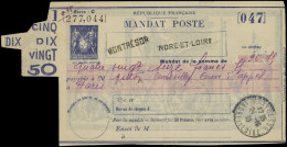 Let ENTIERS POSTAUX - Sage, Timbre Violet Avec Globe, Mandat Poste N°R13 Série C Obl. MONTRESOR 24/16/39, TB - Other & Unclassified