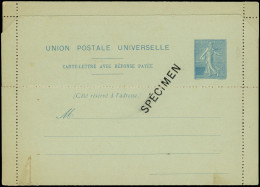 Let ENTIERS POSTAUX - Semeuse Lignée, CLRP Timbre Bleu Clair N°F1, Surch. SPECIMEN Pour Présentation Au Congrès U.P.U.,  - Sonstige & Ohne Zuordnung