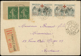 Let LETTRES DU XXe SIECLE - N°156 PAIRE Avec N°137 PAIRE Obl. CAUDERAN 10/1/19 S. Env. Rec., TB - Covers & Documents