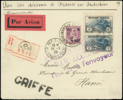 Let LETTRES DU XXe SIECLE - N°232 (2) Et 251 Obl. Càd POSTE AERIENNE FRANCE INDOCHINE 19/2/29 S. Env. Rec. Par Avion Pou - Brieven En Documenten