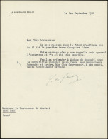 Guerre 1939/1945 - Lettre Dactylographique Du 1/9/50 Signée Ch. De Gaulle Adressée Au Gouverneur De Mauduit à Fort-Lamy - Guerra De 1939-45