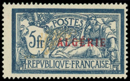 ** ALGERIE 33a : 5f. Bleu Et Chamois, Centre DEPLACE, TB, Certif. Calves, Cote * - Altri & Non Classificati