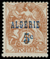 ** ALGERIE 86a : 5c. Sur 4c. Brun, Surcharge BLEUE, R Et TB - Autres & Non Classés