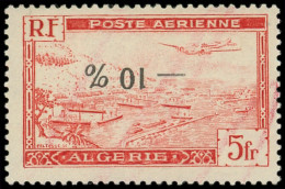 ** ALGERIE PA 1Ab : - 10 % Sur 5f. Rouge, Surcharge RENVERSEE, TB - Poste Aérienne