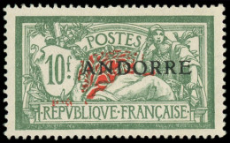 * ANDORRE 22 : 10f. Vert Et Rouge, Bon Centrage, TB - Unused Stamps