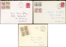 Let ANDORRE 2 Lettres En Poste Restante Et Une Non Affranchie, Toutes Avec Taxes Fleurs, TB - Collections