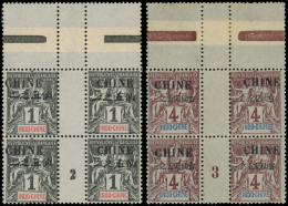 ** CHINE 49 Et 51 : 1c. Et 4c. De 1904, BLOCS De 4 Mill.2 Et 3, Bdf *, TB - Other & Unclassified