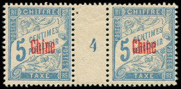 ** CHINE Taxe 1 : 5c. Bleu, PAIRE Mill.4, TB - Other & Unclassified