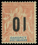 * DAHOMEY 39a : 10 S. 40c. Rouge-orange, Surch. RENVERSEE, TB. Br - Other & Unclassified