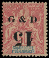 * GUADELOUPE 47Da : 15 Sur 50c. Rose, Chiffre 15 RENVERSE, TB - Other & Unclassified