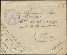 Let INDOCHINE Cachet FM "1er BATAILLON DE MARCHE DE CHINE" S. Env. De Shanghai Du 10/1/39, Arr. Hanoï Le 11/2, TB - Autres & Non Classés