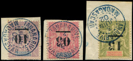 MADAGASCAR 48a/50a : Surcharge RENVERSEE, Obl. S. 3 Fragts, TB - Other & Unclassified