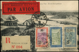 Let MADAGASCAR 109, 152 Et 155 Obl. TANANARIVE 4/12/29 S. CP Rec. Par Avion Avec AR, Arr. Aubervilliers 10/1/30, RR Et T - Autres & Non Classés