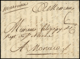 Let MONACO MP Manuscrite "Marseille" Sur LAC De 1777 Pour Monaco, TB - Poststempel